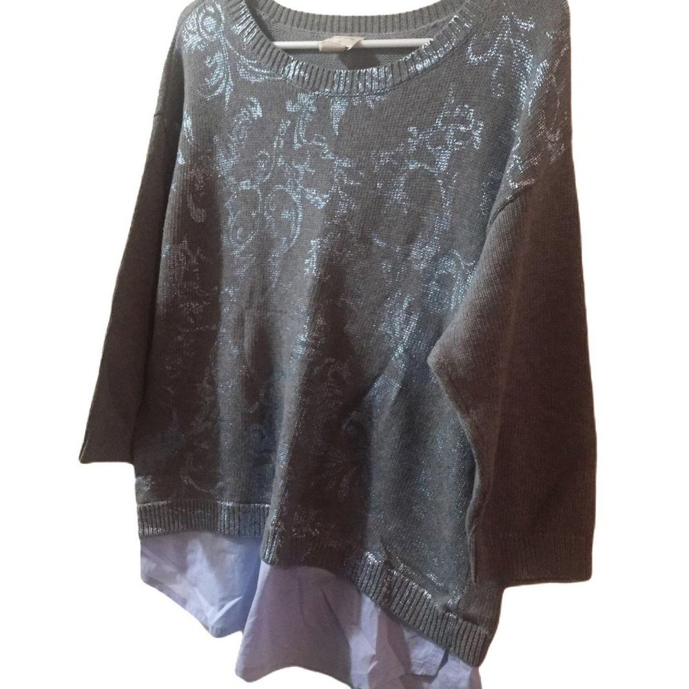 Chico's Gray Long Sleeve Sweater sz 2 (L/XL)